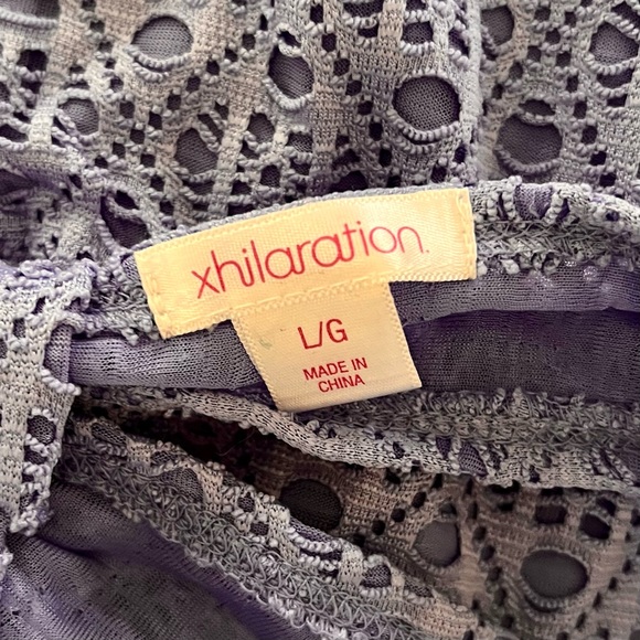 Xhilaration Periwinkle Blue Eyelet Lace A-Line Dress Cut Out Back Cap Sleeves L - Picture 5 of 6